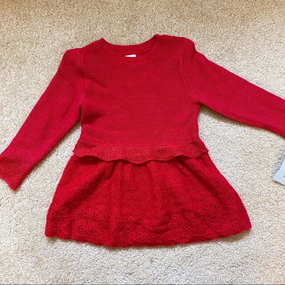 Cat & Jack Red Knit Sweater Dress - 12 months NWT